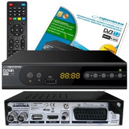 DEKODER TUNER TV DVBT DVBT-2 DVB T2 HEVC H.265 Odbiornik HDMI SCART Naziemnej + PILOT EV106R Esperanza